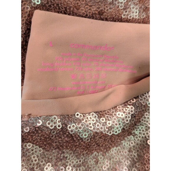 Commando High Waist Sliming Technology Sequin Leggings Champagne Blush Gold L - Picture 5 of 7